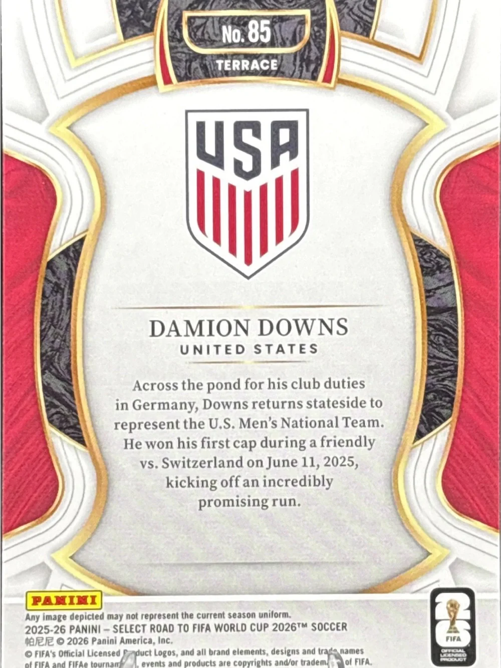 Panini Select Damion Downs Rookie Soccer Trading Card